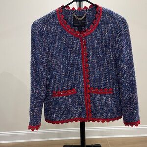 J. Crew Blue and Red Tweed Blazer